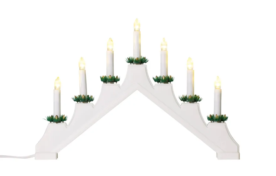 Adventsstake klassisk hvit med 7 lys