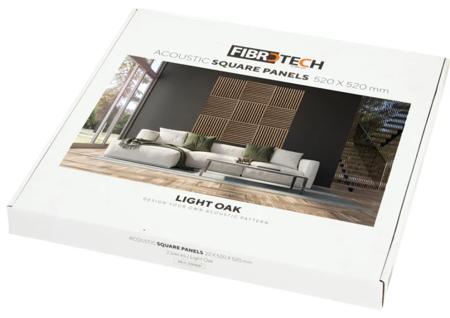 Akustikkpanel Square Light Oak 22 x 520 x 520 mm 2-pk.