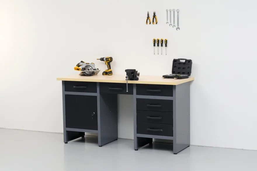 Arbeidsbenk med skap/skuffer 160 x 60 x 85 cm