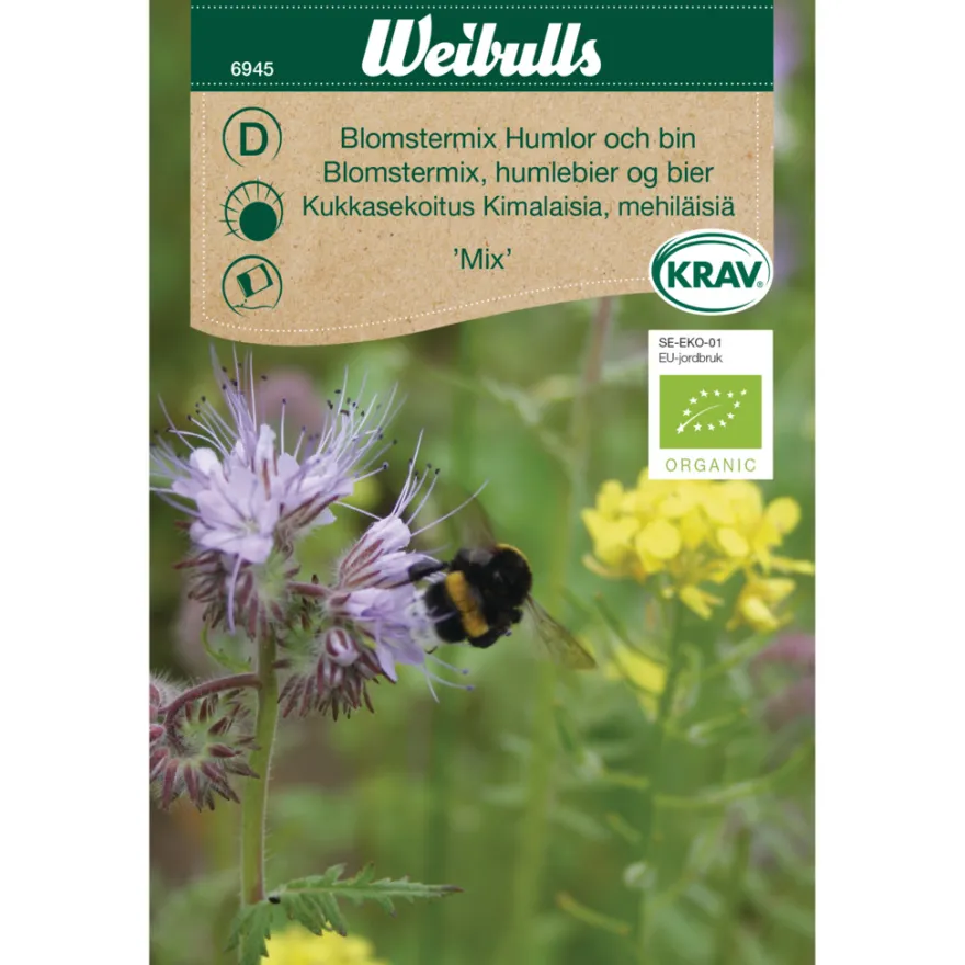 Blomstermix, humler og bier økologisk