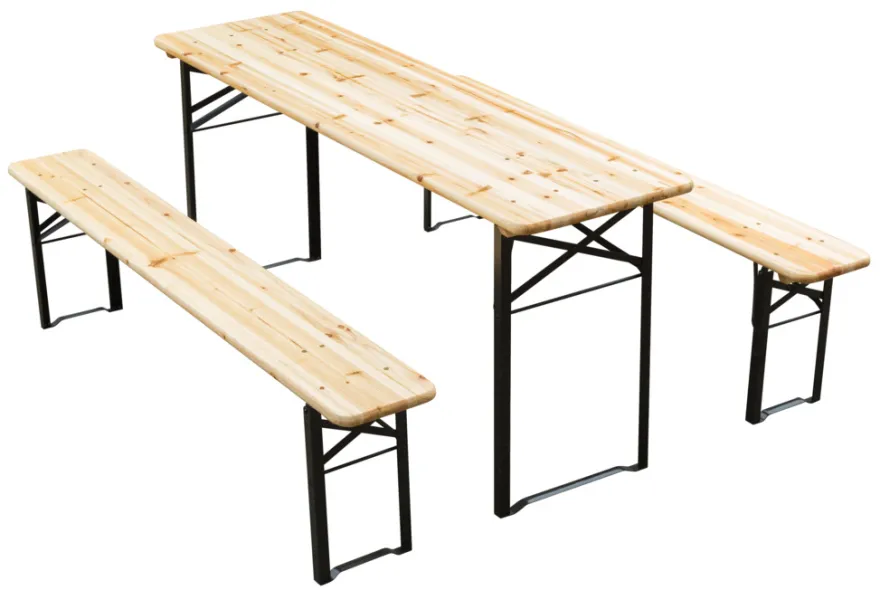 Bord-/benkesett sammenleggbart tre/metall