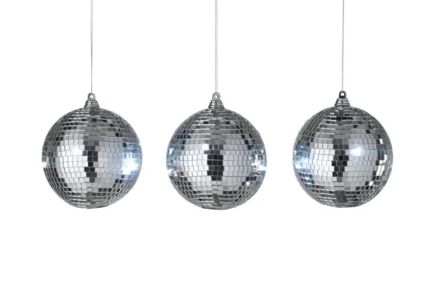 Discokule 3 x 6 LED hvitt lys Ø10 cm 3-pk.