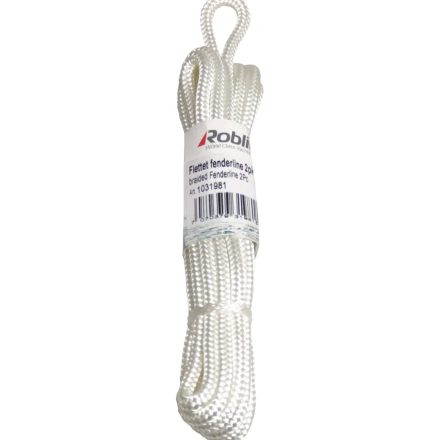 Fenderline flettet 2-pk hvit 6 mm x 1,5 meter - Robline®