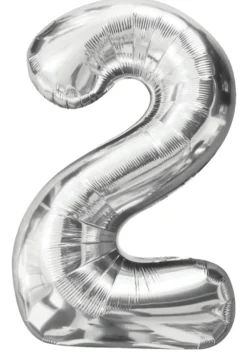 Folieballong nummer 2 H60 cm sølv
