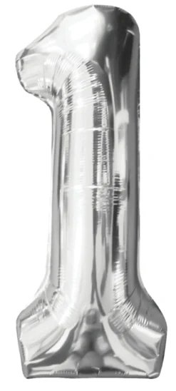 Folieballong nummer 1 H60 cm sølv