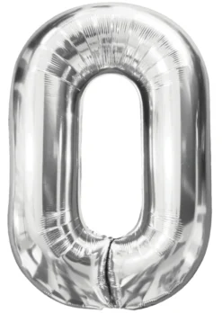 Folieballong nummer 0 H60 cm sølv