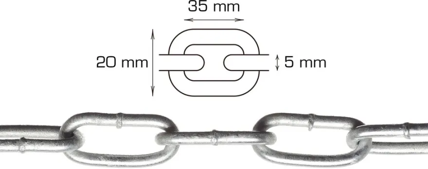 Galvanisert kjetting langleddet Ø5 mm x 2 meter