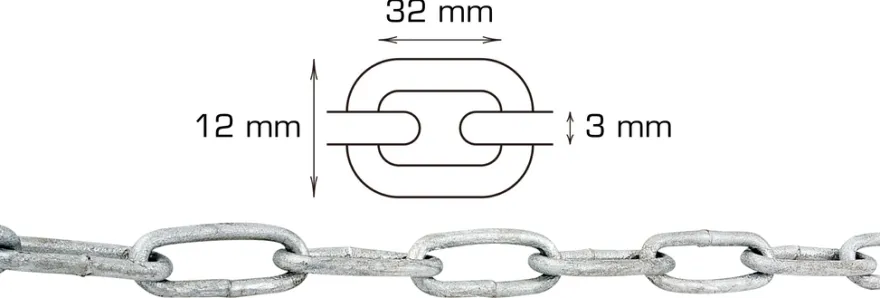 Galvanisert kjetting langlenket Ø3 mm x 2 meter