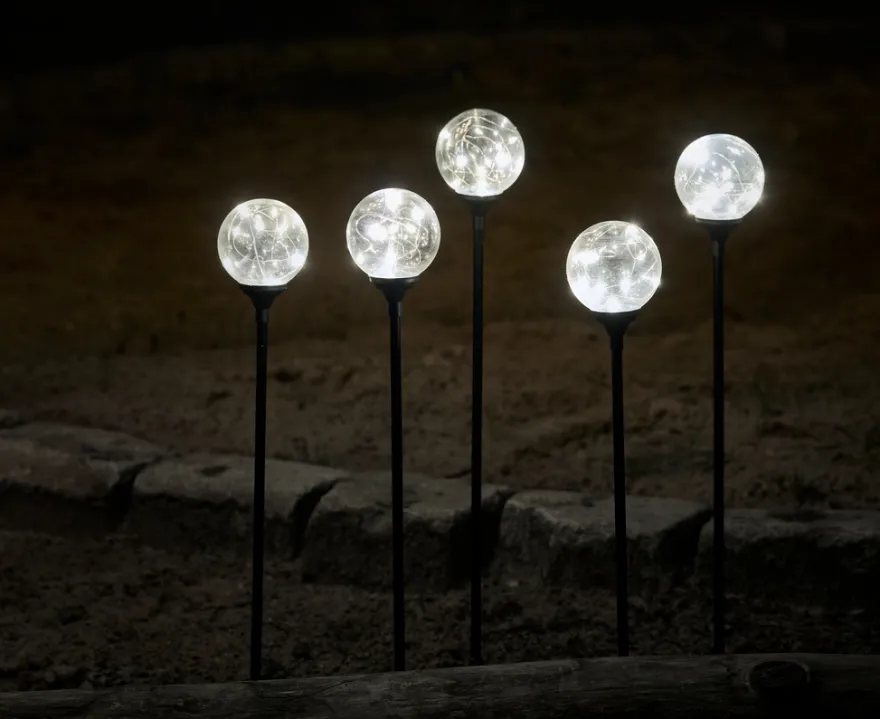 Glasskuler på spyd 50 LED 5-pk.