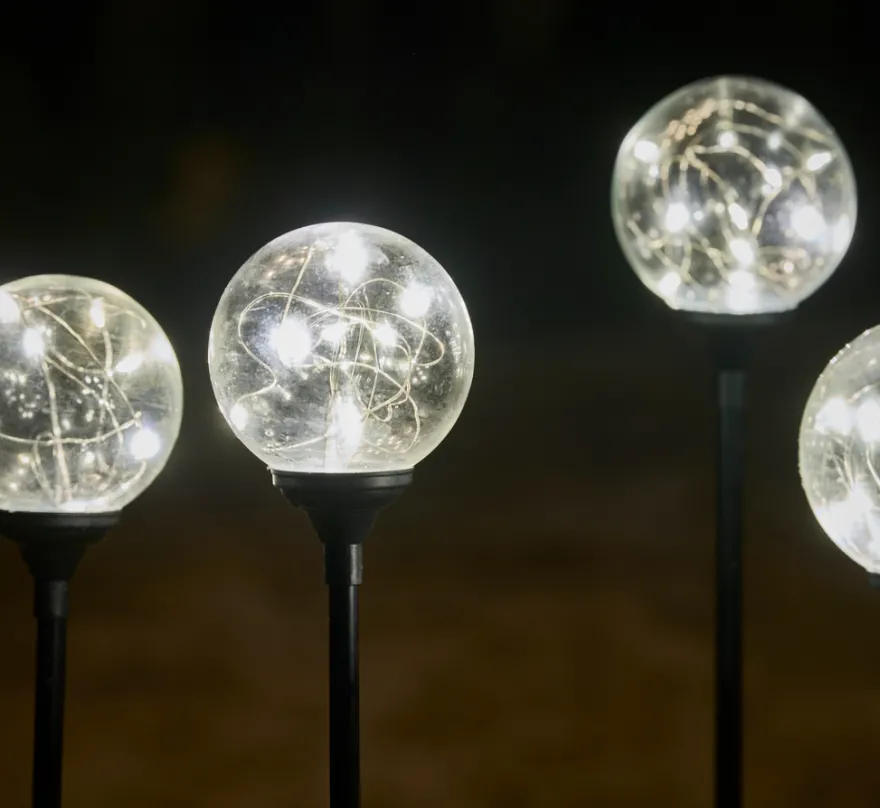 Glasskuler på spyd 50 LED 5-pk.