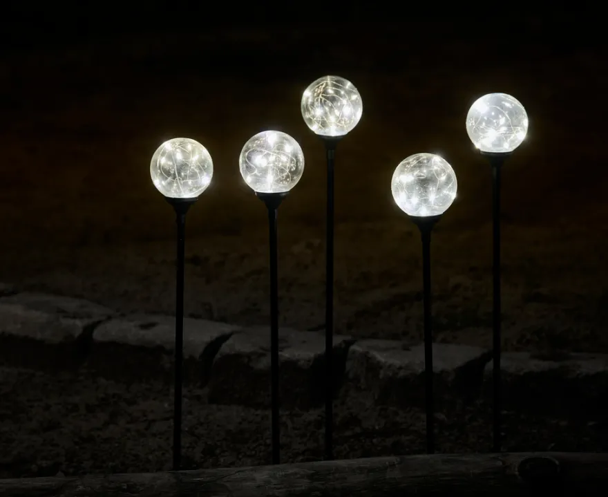 Glasskuler på spyd 50 LED 5-pk.