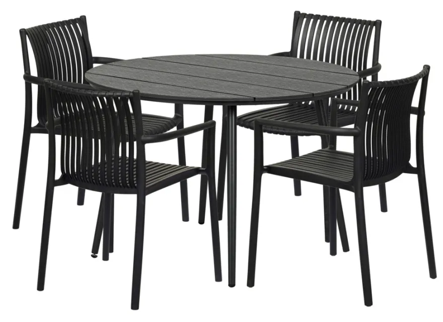 Hagebord Madrid svart Ø110 cm - Sunlife®