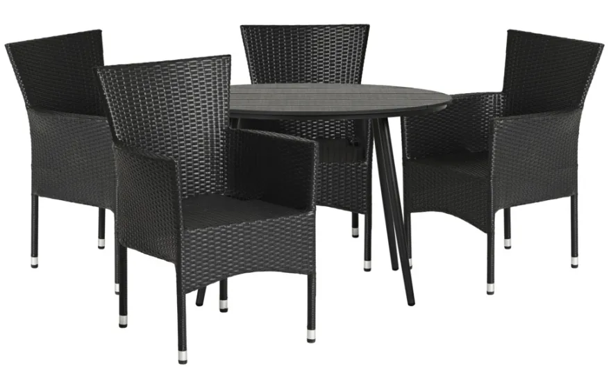 Hagestol Bangkok i metall og svart polyrotting - Sunlife®
