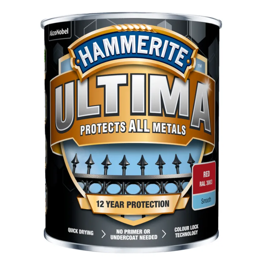 Hammerite Ultima rød metallmaling 750 ml