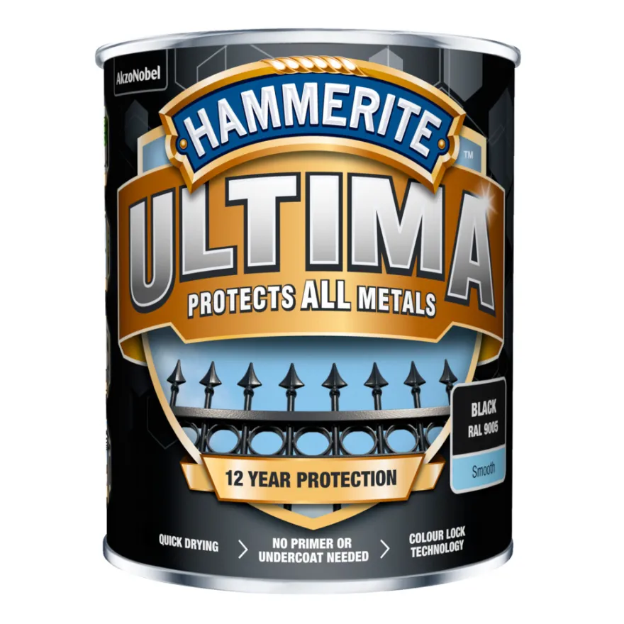 Hammerite Ultima svart metallmaling 750 ml