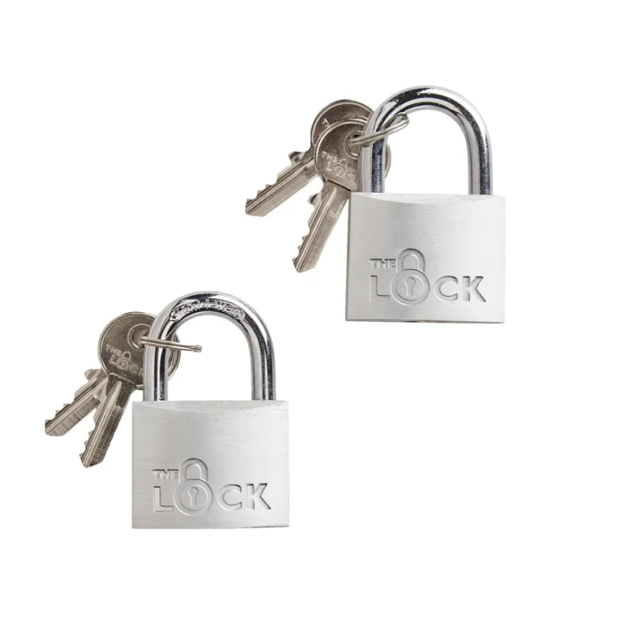Hengelås m/to nøkler 40 mm aluminium - 2-pk.