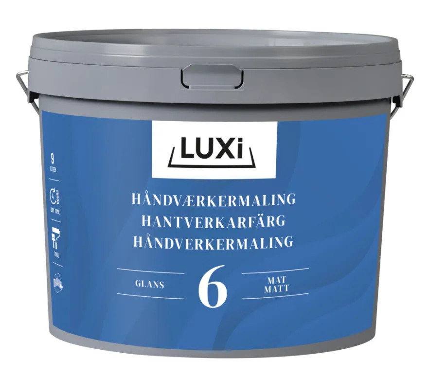 Håndverkermaling glans 6 hvit 10,9 liter - Luxi