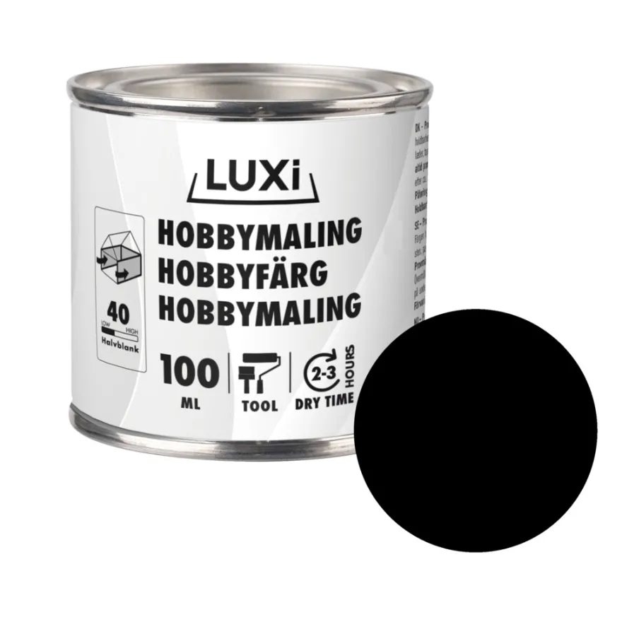 Hobbymaling svart 100 ml - Luxi