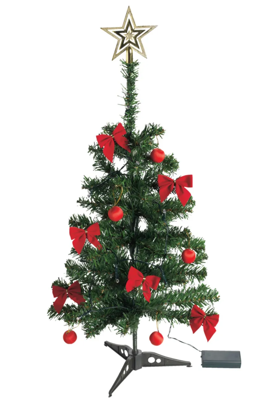 Juletre plast H60 cm m/10 LED og pynt