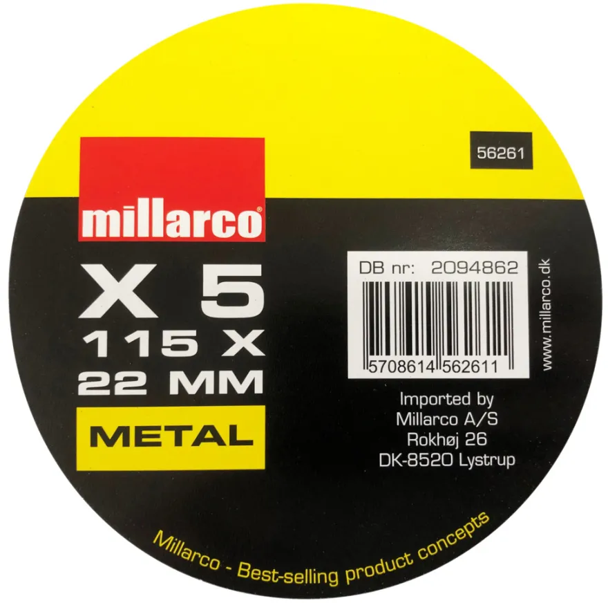 Kappeskiver for metall Ø115 mm - 5 stk.