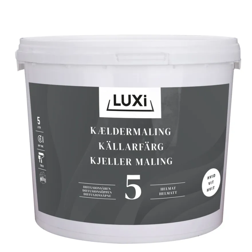 Kjellermaling glans 2 hvit 5 liter - Luxi