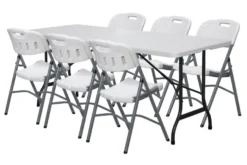 Klappstol i plast grå/hvitt
