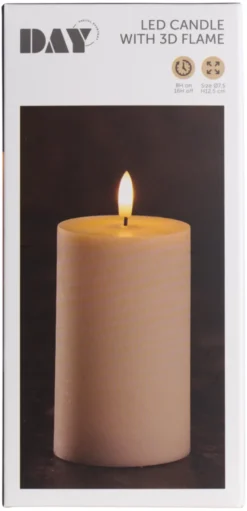 Kubbelys med 3D LED-flamme H12,5 cm