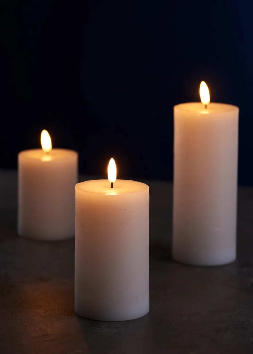 Kubbelys med 3D LED-flamme H12,5 cm
