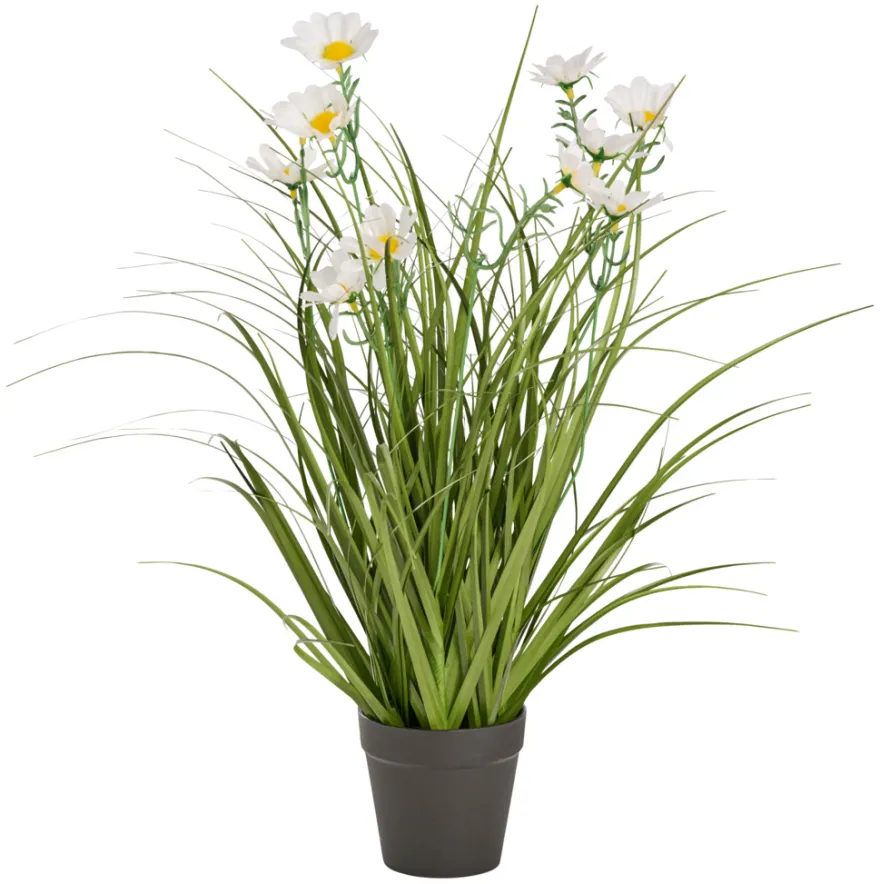 Kunstgress med margerittblomster 50 cm