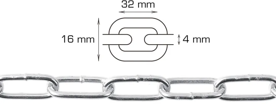 Langlenket kjetting 4 mm x 5 meter