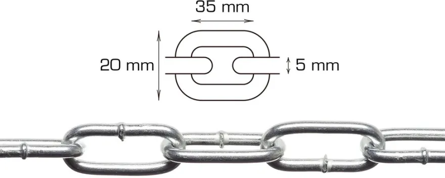 Langlenket kjetting 5 mm x 5 meter