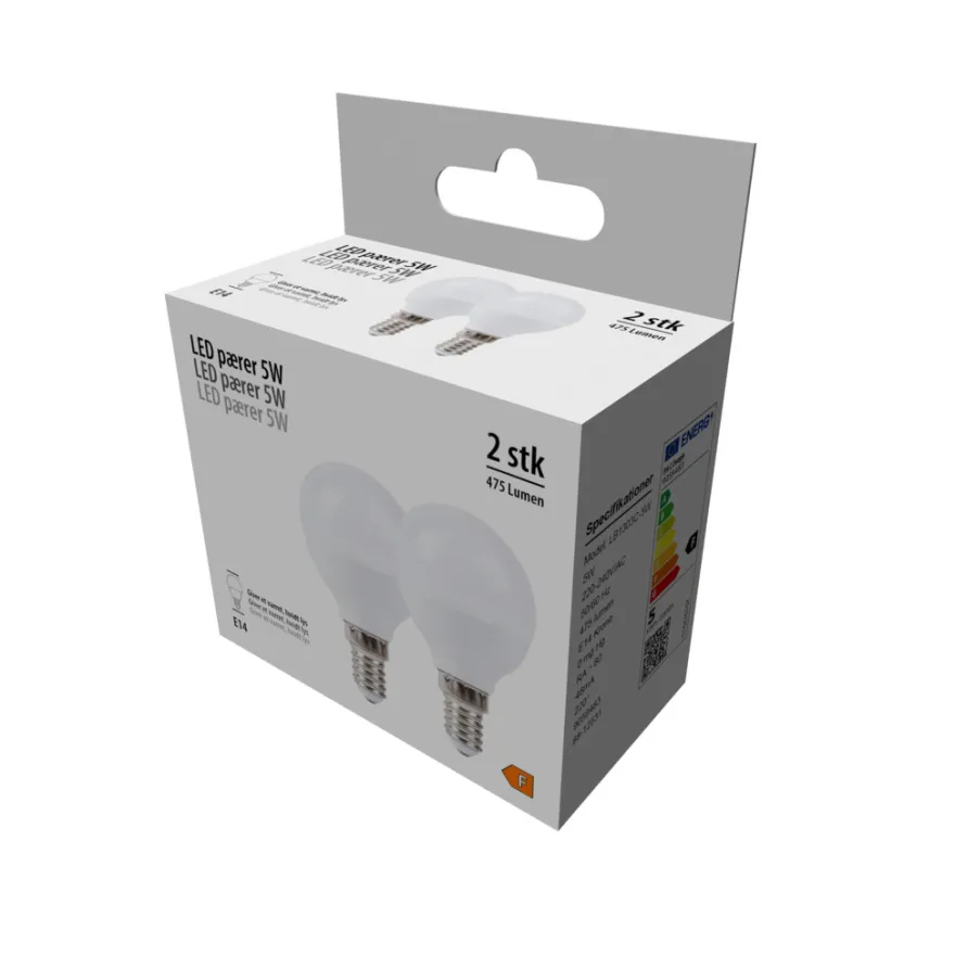 LED-kronepærer 4,9 W E14 - 2 pk.