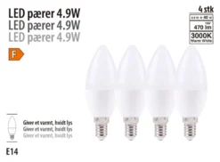 LED-pære 4-pk mignon E14 4,9 W
