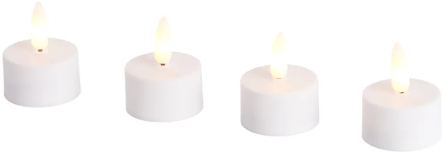 LED-telys m/3D flamme 4 stk.