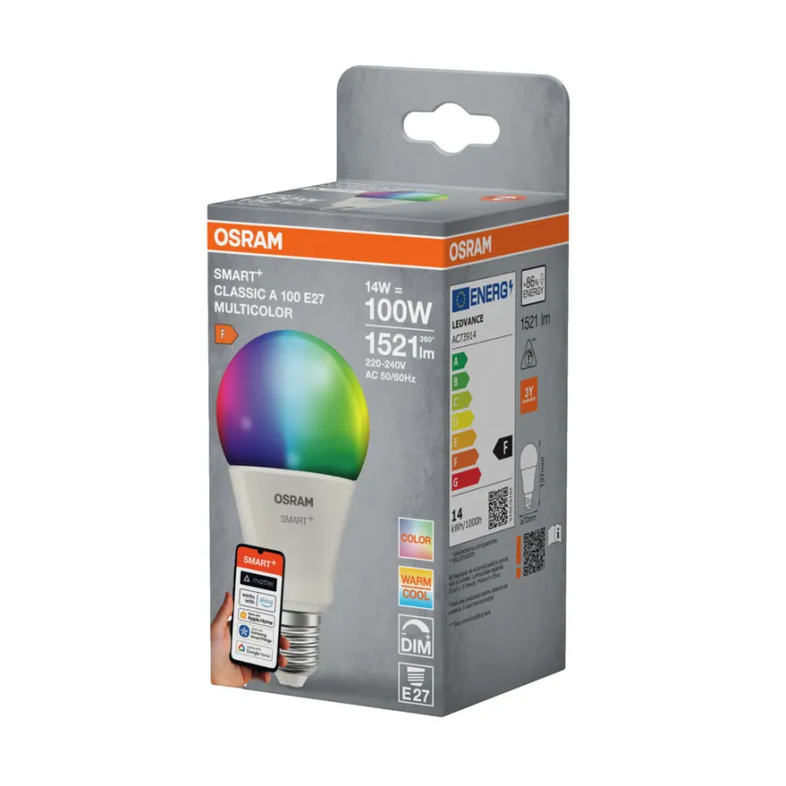 LEDVANCE SMART+ standard pære RGBW E27 14 W