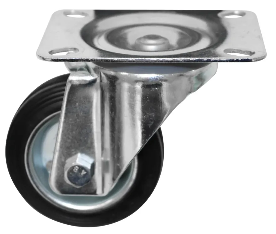 Møbelhjul dreibart med plate svart 80 mm