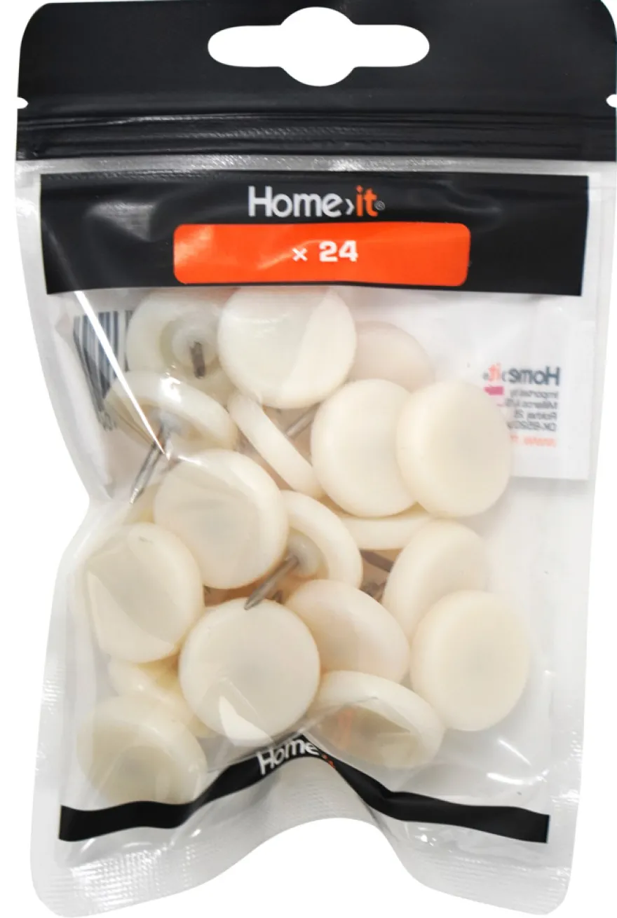 Møbelknotter Ø25 mm hvit plast 24 stk.