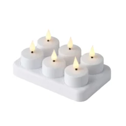 Oppladbare LED-telys hvit 6-pk.