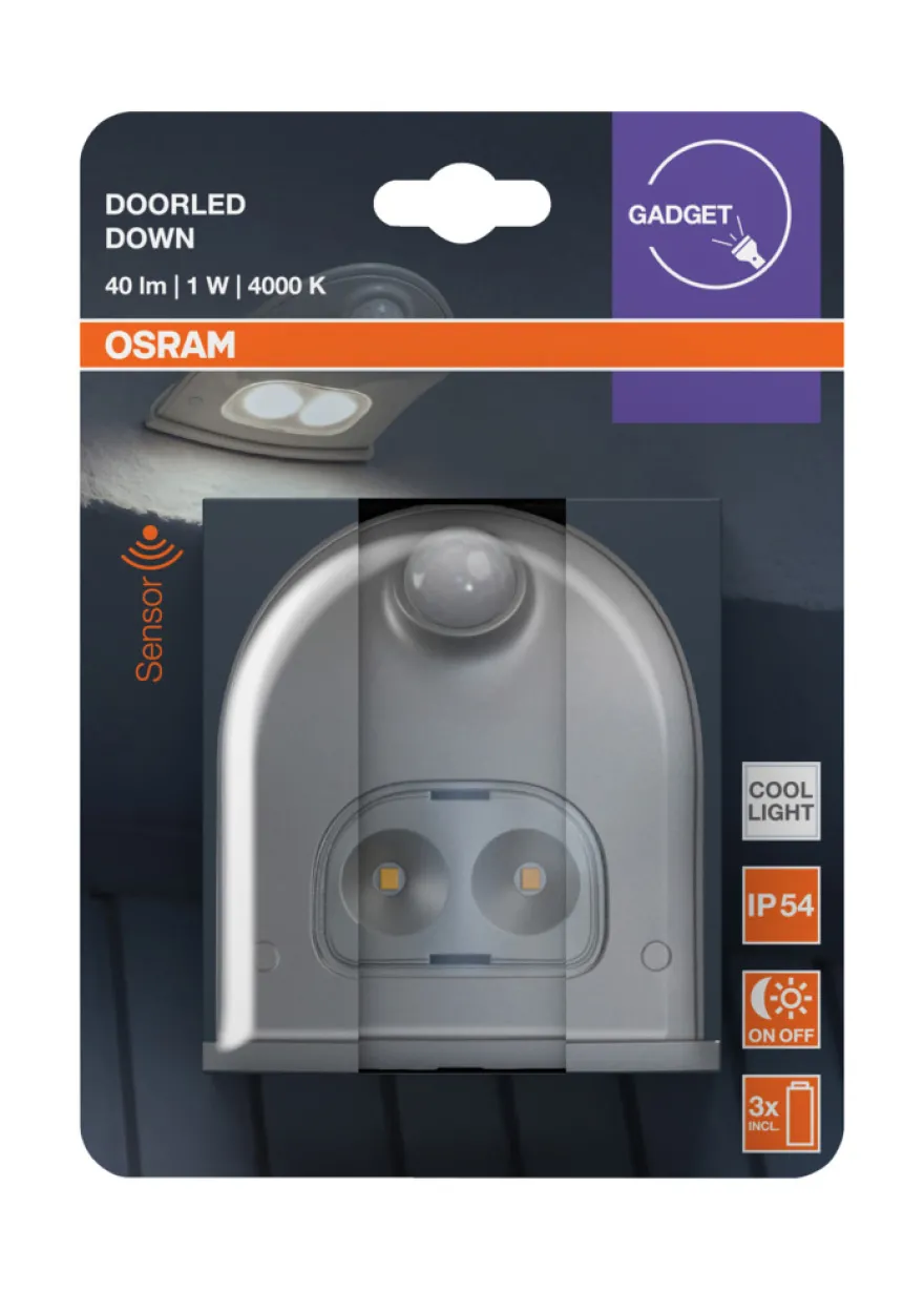 Osram DoorLED sensorlampe sølv batteri