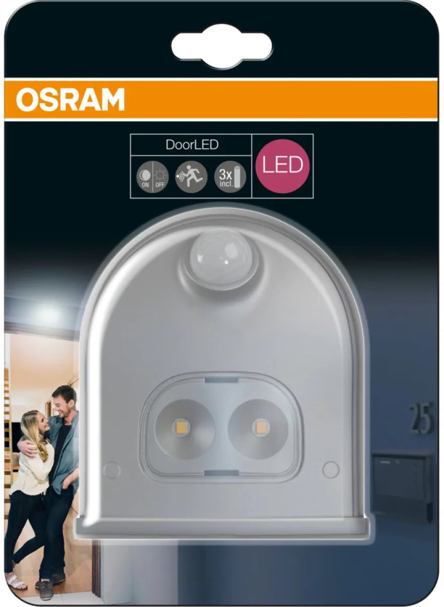 Osram DoorLED sensorlampe sølv batteri