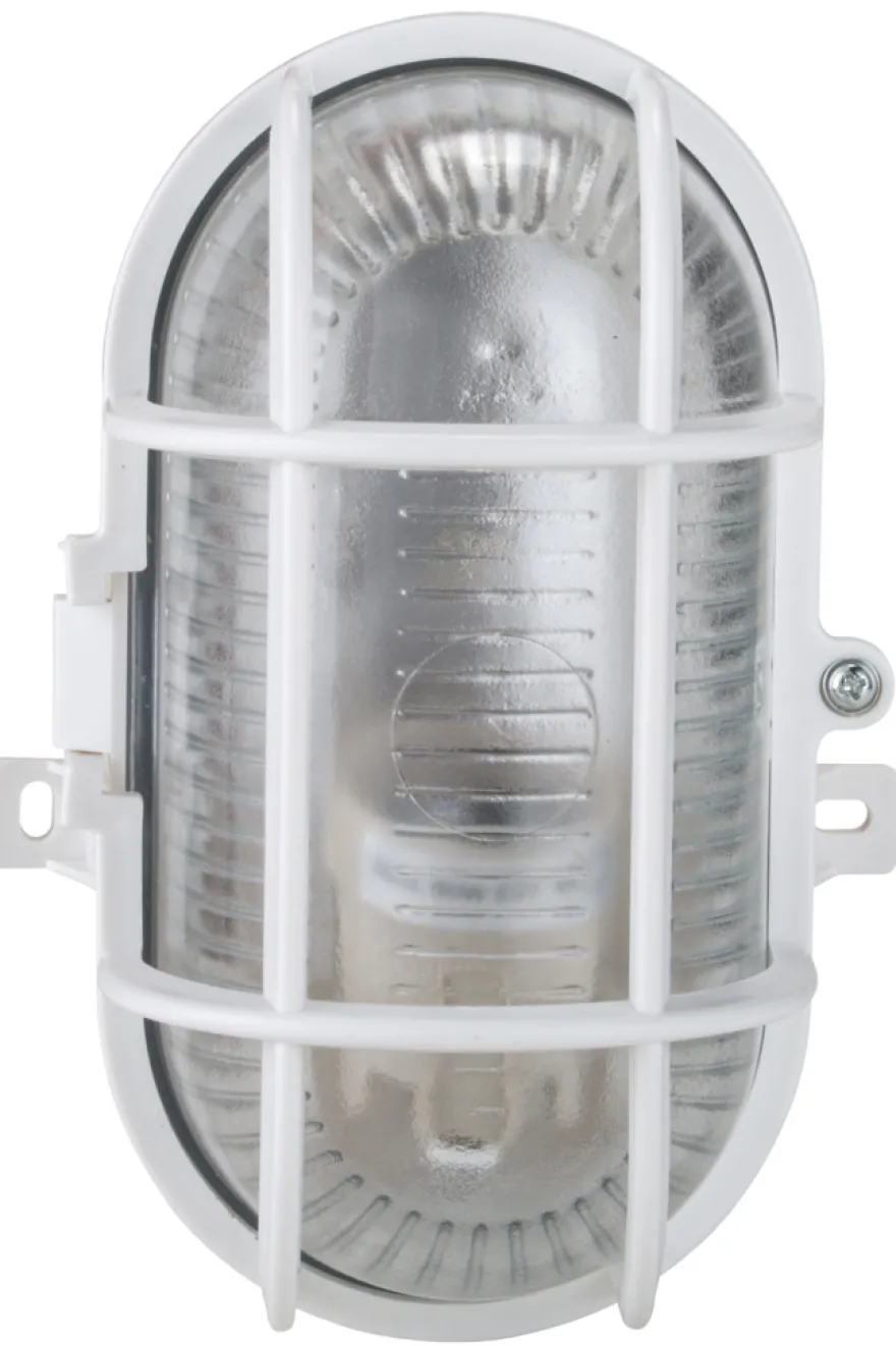 Oval vegglampe hvit
