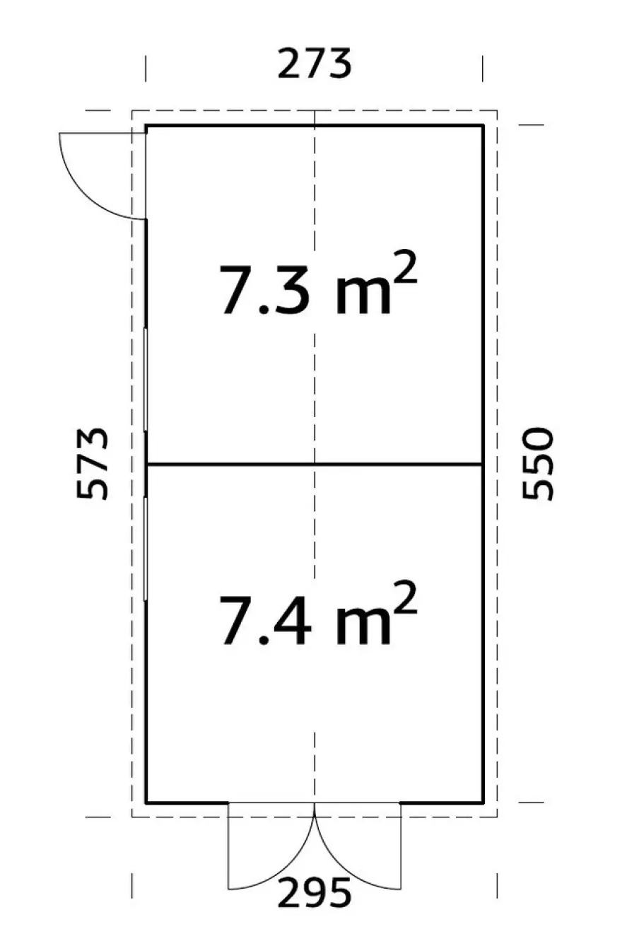 Palmako redskapsbod Aksel 4 - 14,7 m² 273 x 550 cm