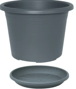 Potte Cylindro plast grå Ø30 cm