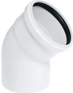 Rørbøyning hvit PP 50 x 45 gr