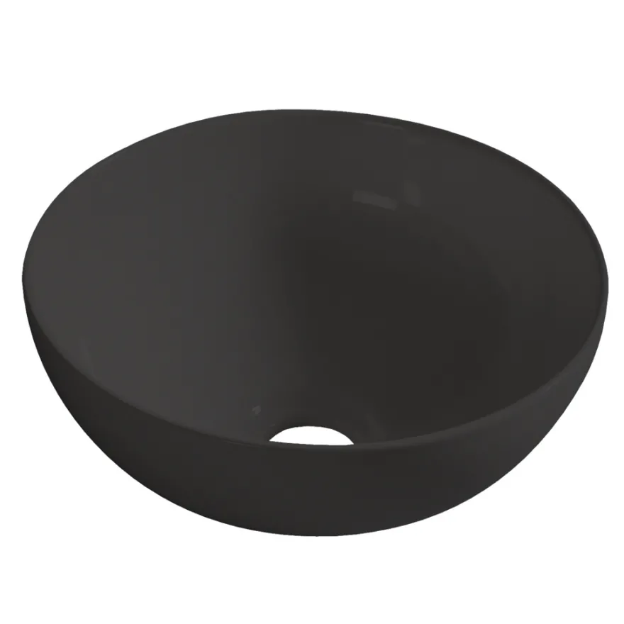 Rund servant i porselen frittstående/toppmontert svart Ø40 cm