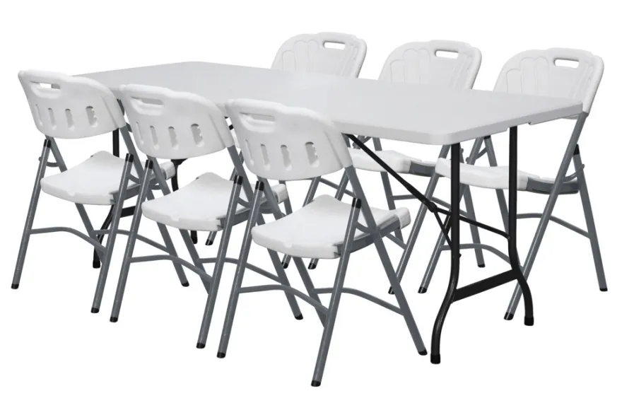 Sammenleggbart bord stål/plast 180 x 75 cm hvit