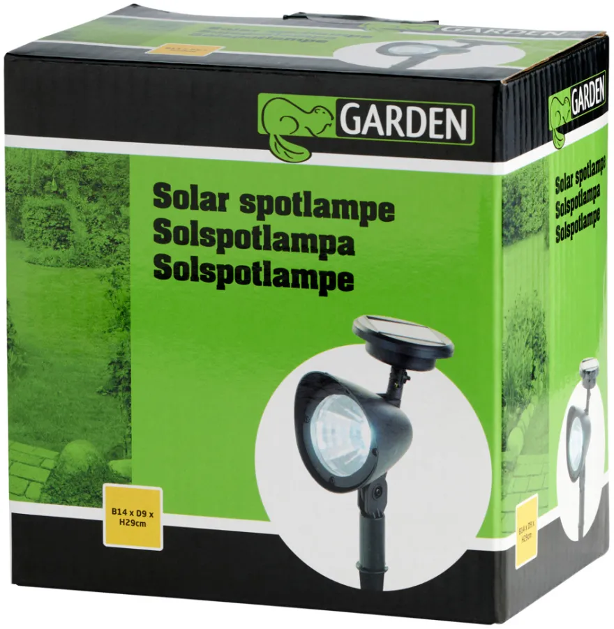 Solcellelampe Spotlight svart 19 cm - Garden®