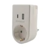 Stikkontaktadapter schuko m/USB & mobilholder