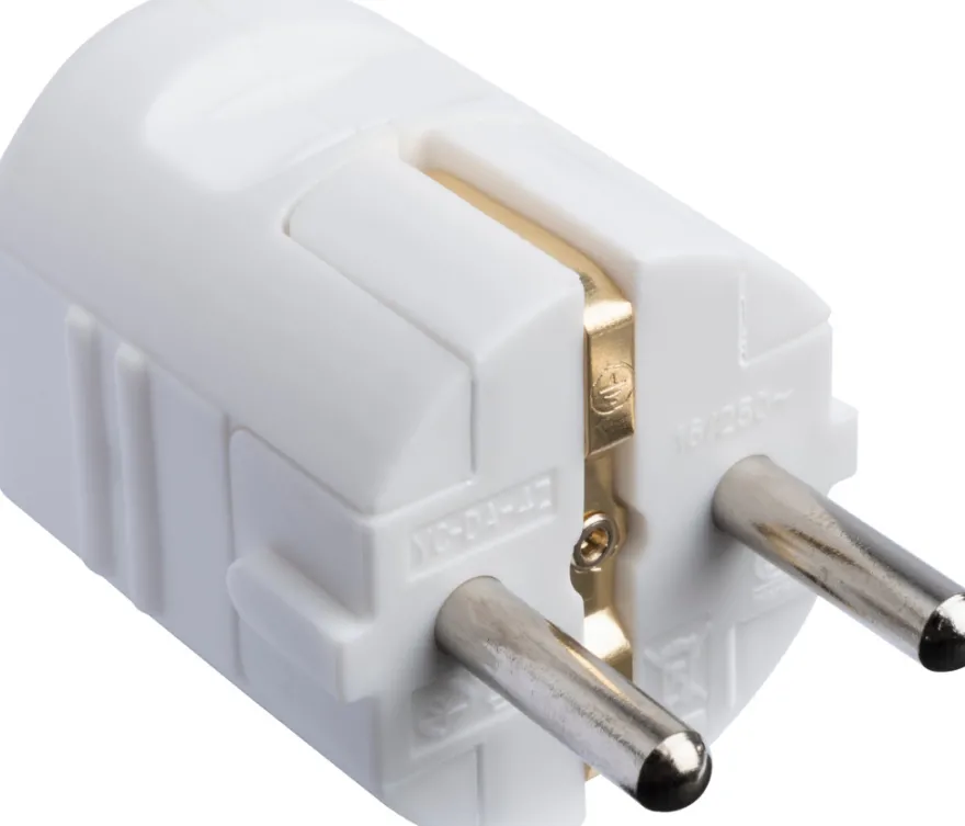 Støpsel plugg nylon m/jord hvit