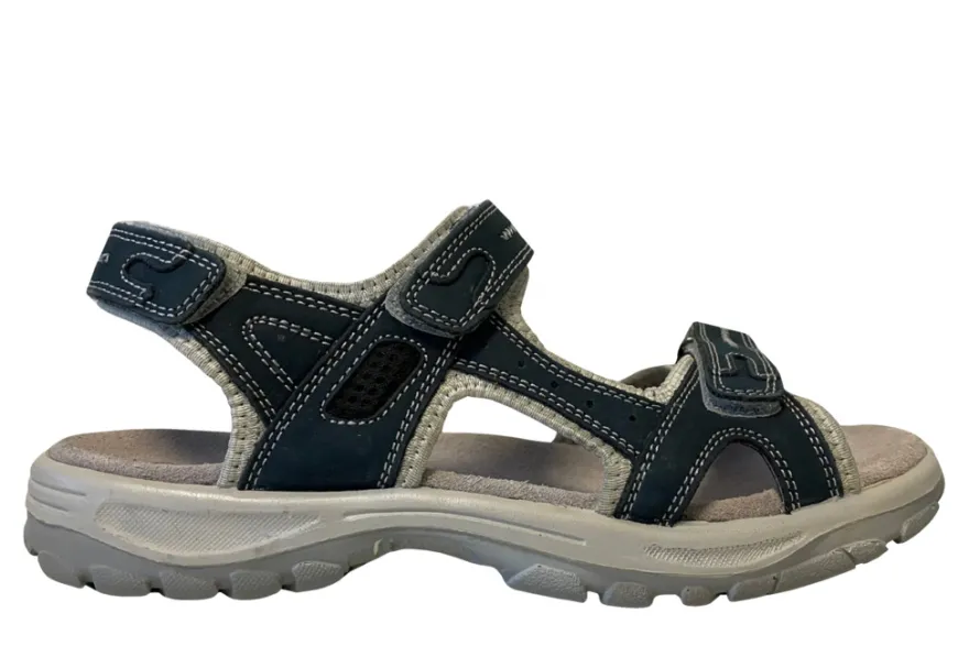 Trekkingsandaler dame i denimfarget skinn str. 39